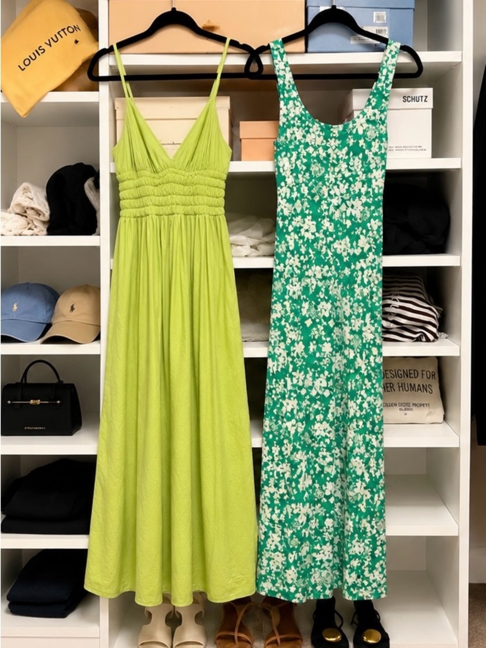 (2) Zara Light Green & Teal Floral Maxi Dress Set